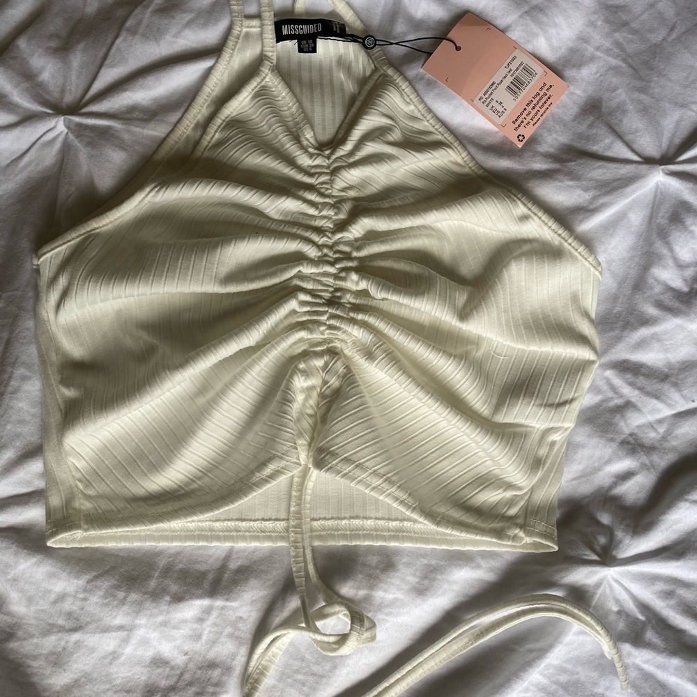 Missguided Ruched Racerback Crop Top size Medium - Picture 4 of 6